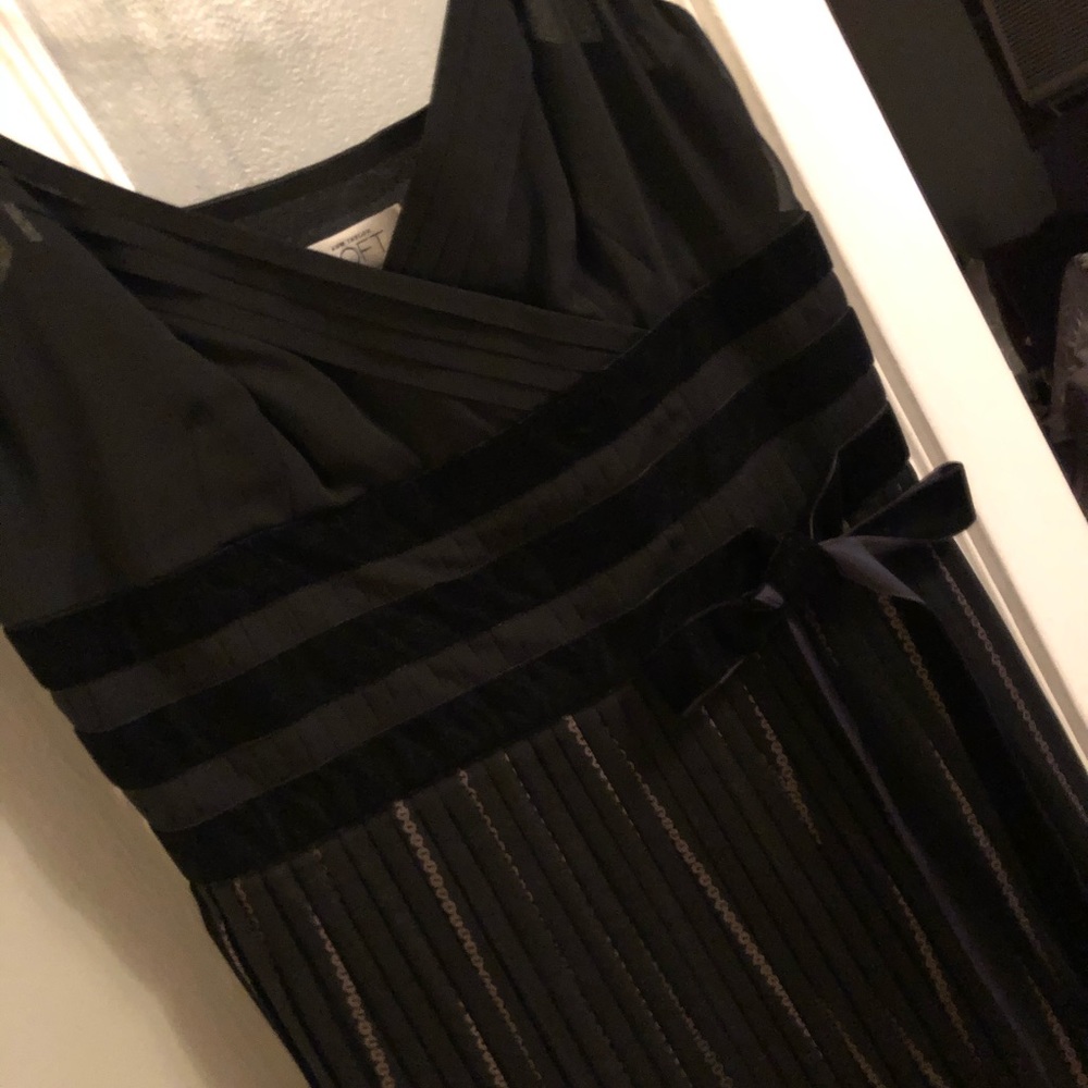 Loft black dress with pleated skirt